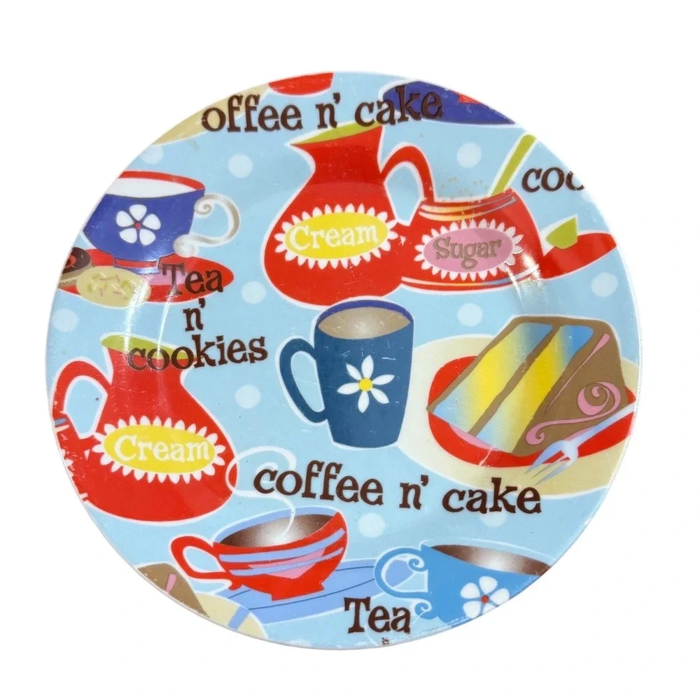 Porcelain Treasures Coffee n Cake Tea‎ n Cookies Dessert Plates Set of 4 7.5in
